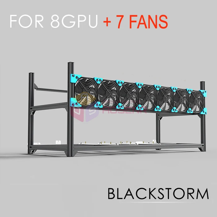 8 GPU включает 7 вентиляторов алюминиевая Штабелируемая рамка для майнинга ETH чехол