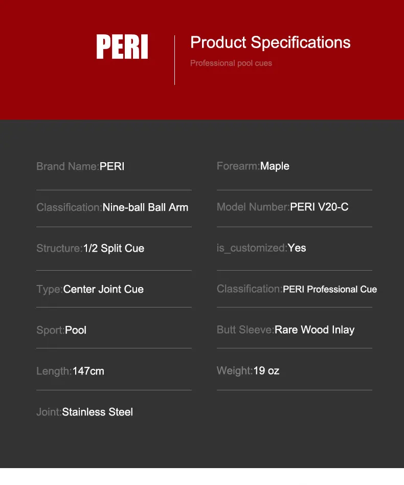 PERI Официальный магазин PERI V20-C роскошный высококачественный бильярдный кий отличный 12,75 мм Бильярдный Кий набор Профессиональный для спортсмена