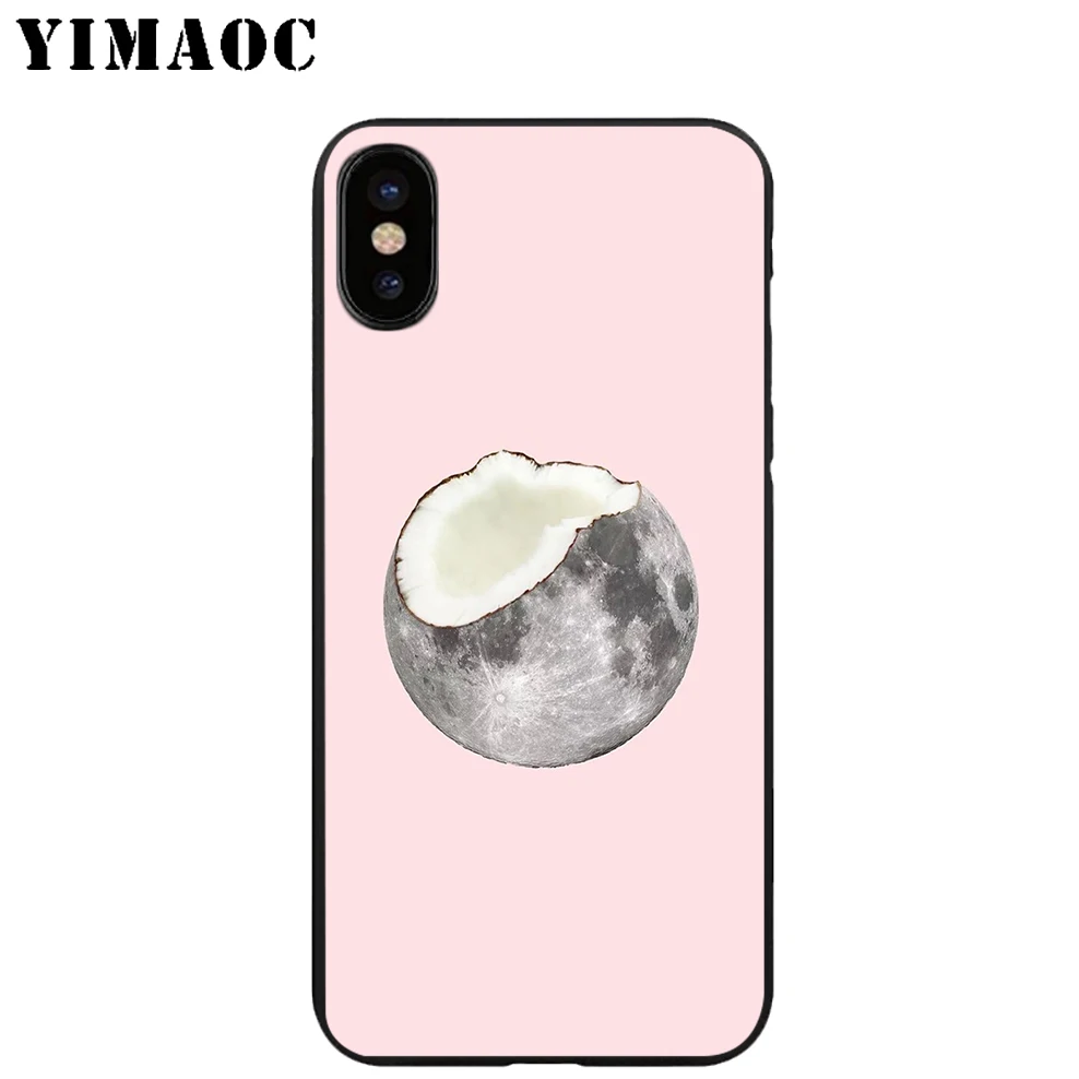 YIMAOC плод кокос пляж Мягкий ТПУ Черный силиконовый чехол для iPhone X или 10 8 7 6 6S Plus 5 5S