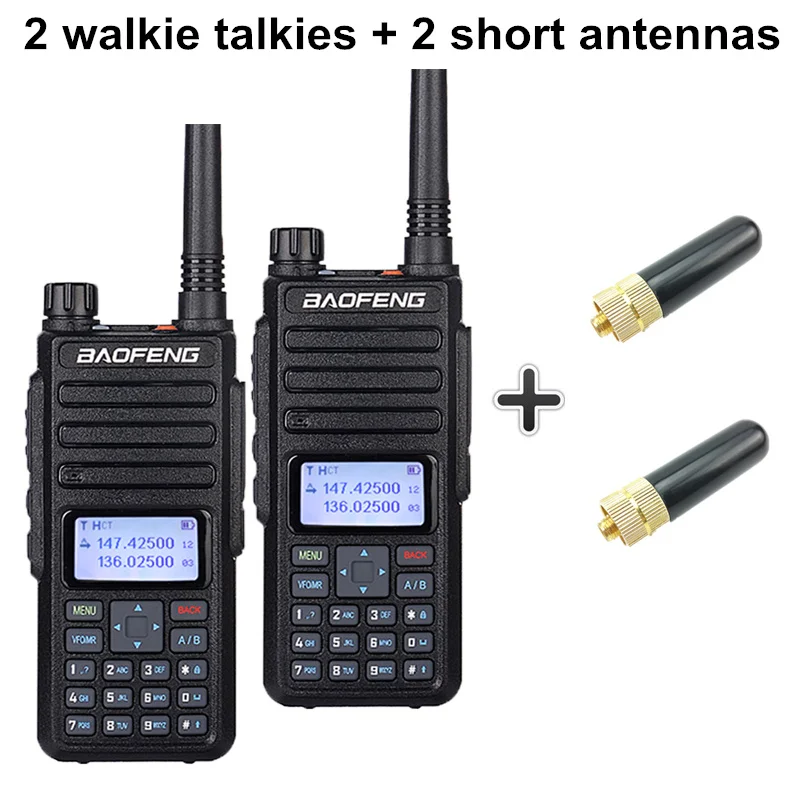 Add 2 short antennas 2 шт. Baofeng DM-1801 DMR цифровая рация Tier 1/2 Ham радио UHF VHF Walky Talky профессиональная CB радиостанция Telsiz - Цвет: Add 2 short antennas