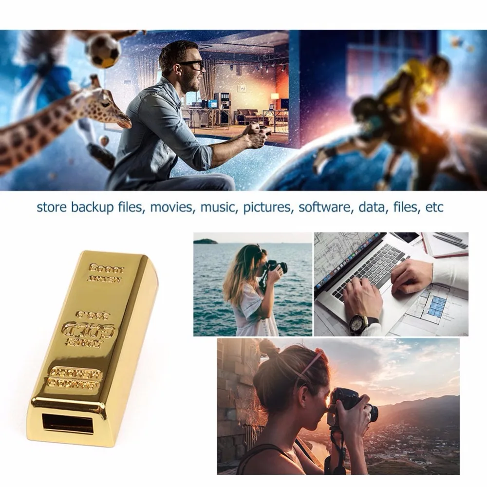 

Bullion Gold Bar USB2.0 4/8/16/32/64GB Flash Drive Memory Stick Pen Drive Mobile U Disk for Laptop Accessoreis