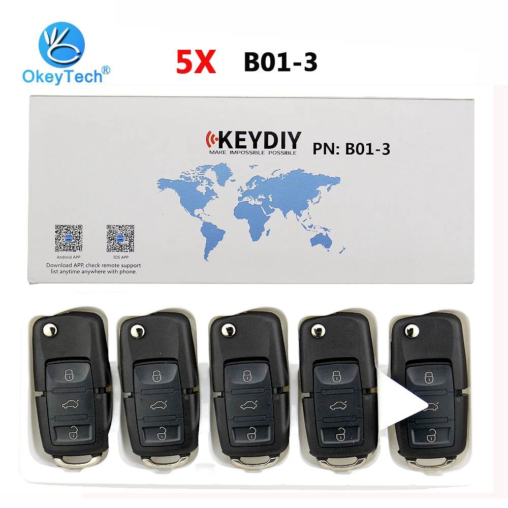 OkeyTech 5 шт./лот B01 KD ключ 3 кнопки Автомобильный дистанционного управления B серии