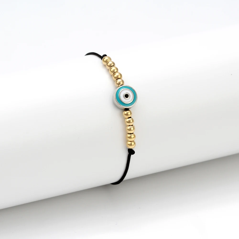 EVIL EYE Плетеный Канатный браслет с подвесками золотые бусины турецкий синий глаз цепочка-браслет в виде веревки ювелирные изделия ручной работы для женщин EY6298