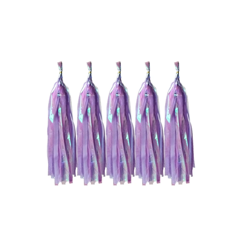 5pcs Light Purple 1 компл. Переливающаяся бумага кисточка гирлянда воздушный шар лента овсянка для Русалка Вечерние Свадебные День рождения DIY подвесные украшения для вечеринки поставки - Цвет: 5pcs Light Purple