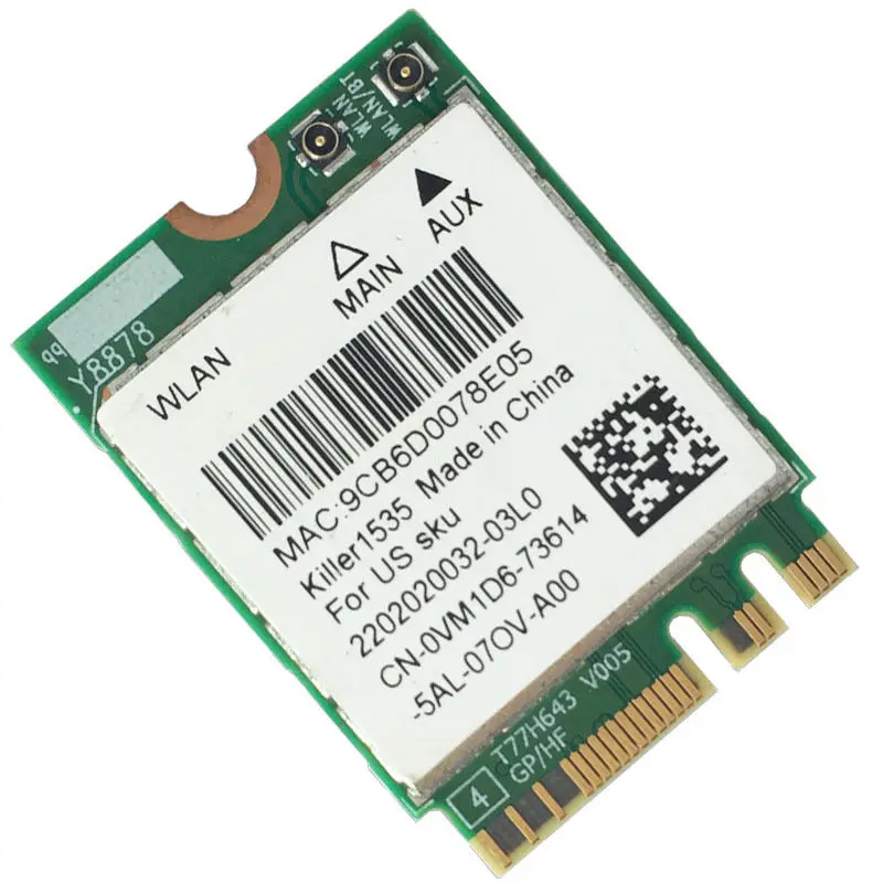 Беспроводная сетевая WLAN-карта N1535 AC 802.11ac + BT 4 1 QCNFA364A VM1D6 для ноутбуков Dell 13 R2 17 Killer