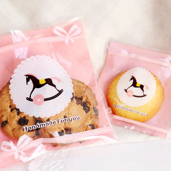

Free shipping trojan horse self-adhesive bags plastic biscuit bag cookie dessert packing favors