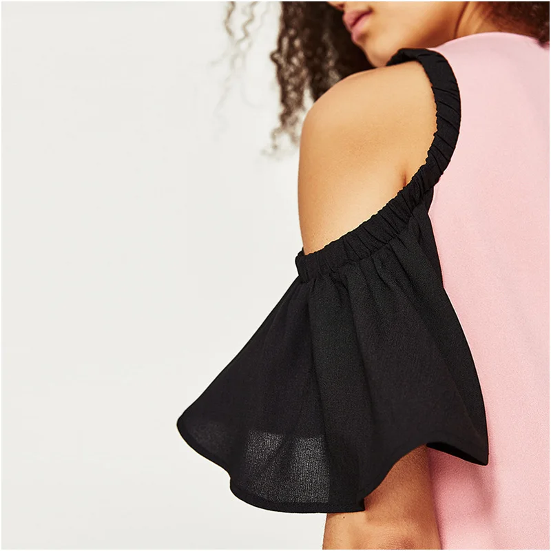 NYMPH сексуальное платье с открытыми плечами и коротким Расклешенным рукавом 2017