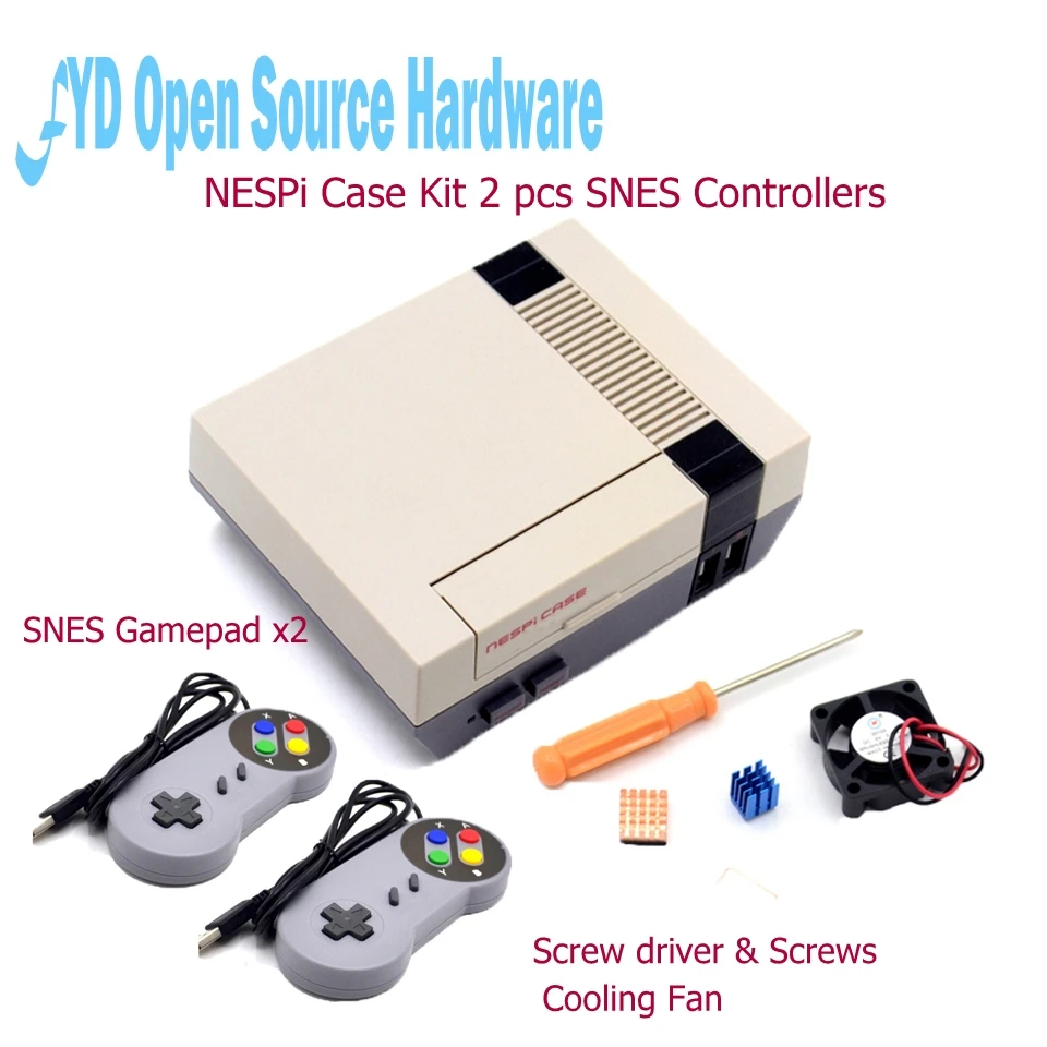 Чехол Mini NESPI Retroflag с охлаждающим вентилятором и 2 пакетами контроллеров SENS Gamepad для