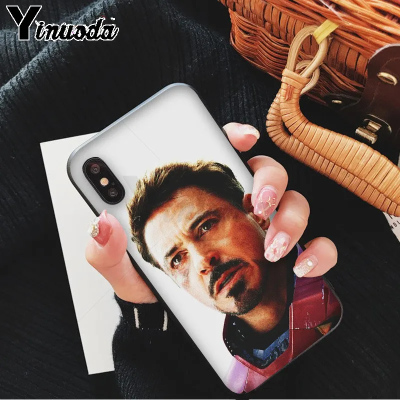 Yinuoda Marvel Heroes Железный человек мягкий резиновый черный чехол для телефона iPhone X XS MAX