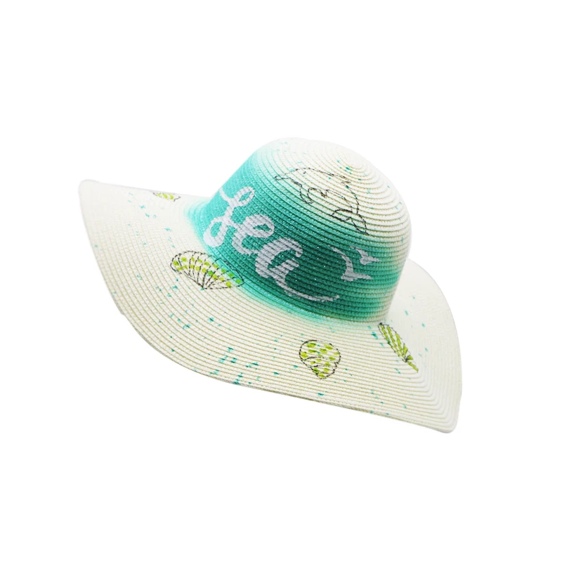 Spring And Summer Hand-Woven Straw Hat Letters Small Fresh Print Seaside Holiday Shell Conch Beach Visor | Аксессуары для одежды