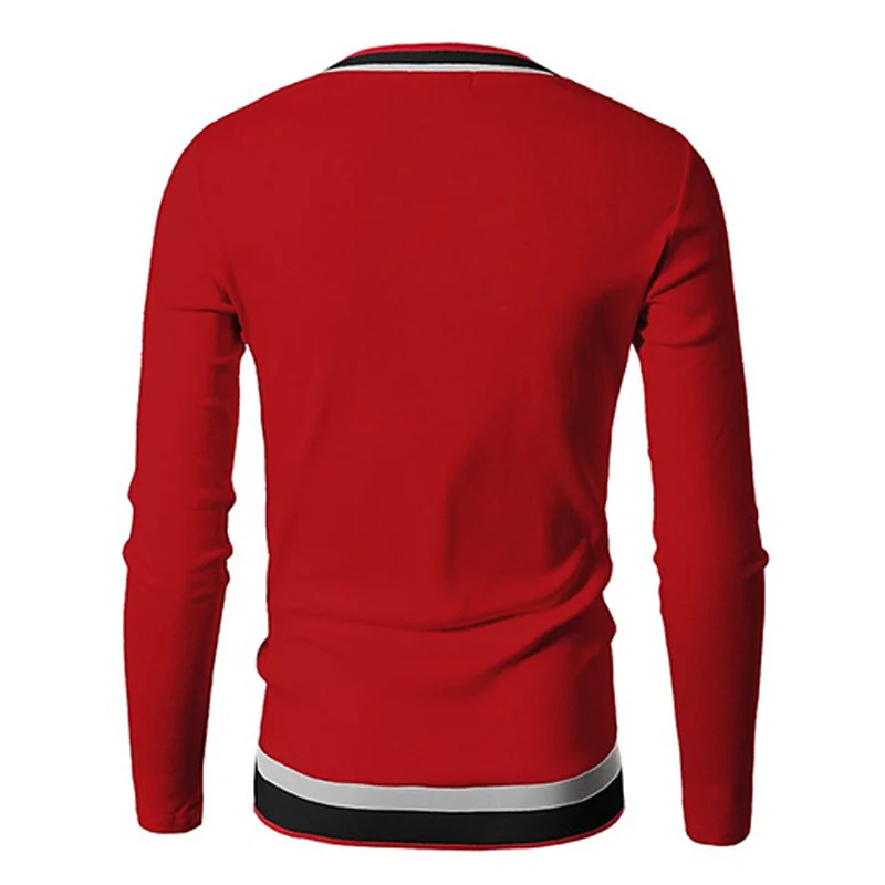 Брендовая мужская футболка новинка 2016 длинный рукав облегающая v-образный вырез