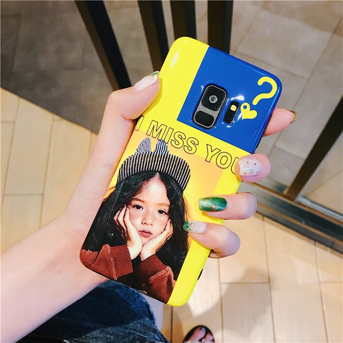 Ins hot lovely girl illustration Phone Case For Samsung Galaxy S9 S8 Plus Note 8 S7 Edge blue-ray Anti-fall Protective case |