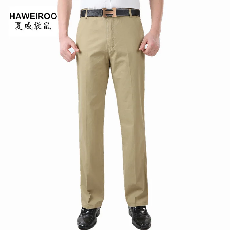 2017 мужские брюки среднего возраста повседневные прямые свободные хлопковые с