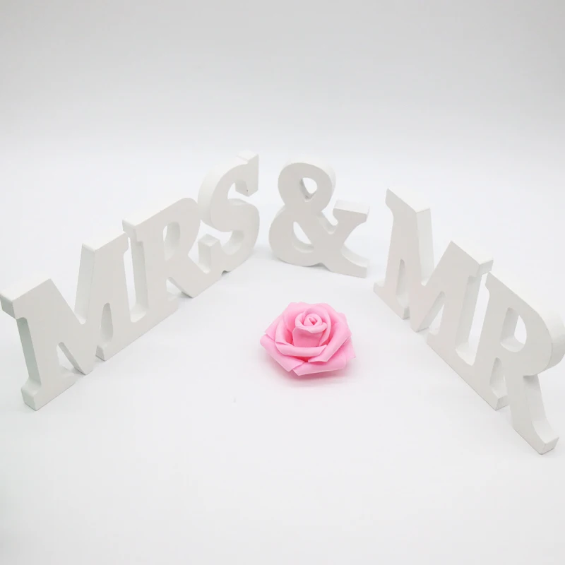 (Большой размер) 1 комплект свадебные деревянные буквы MR & MRS знак верхний стол