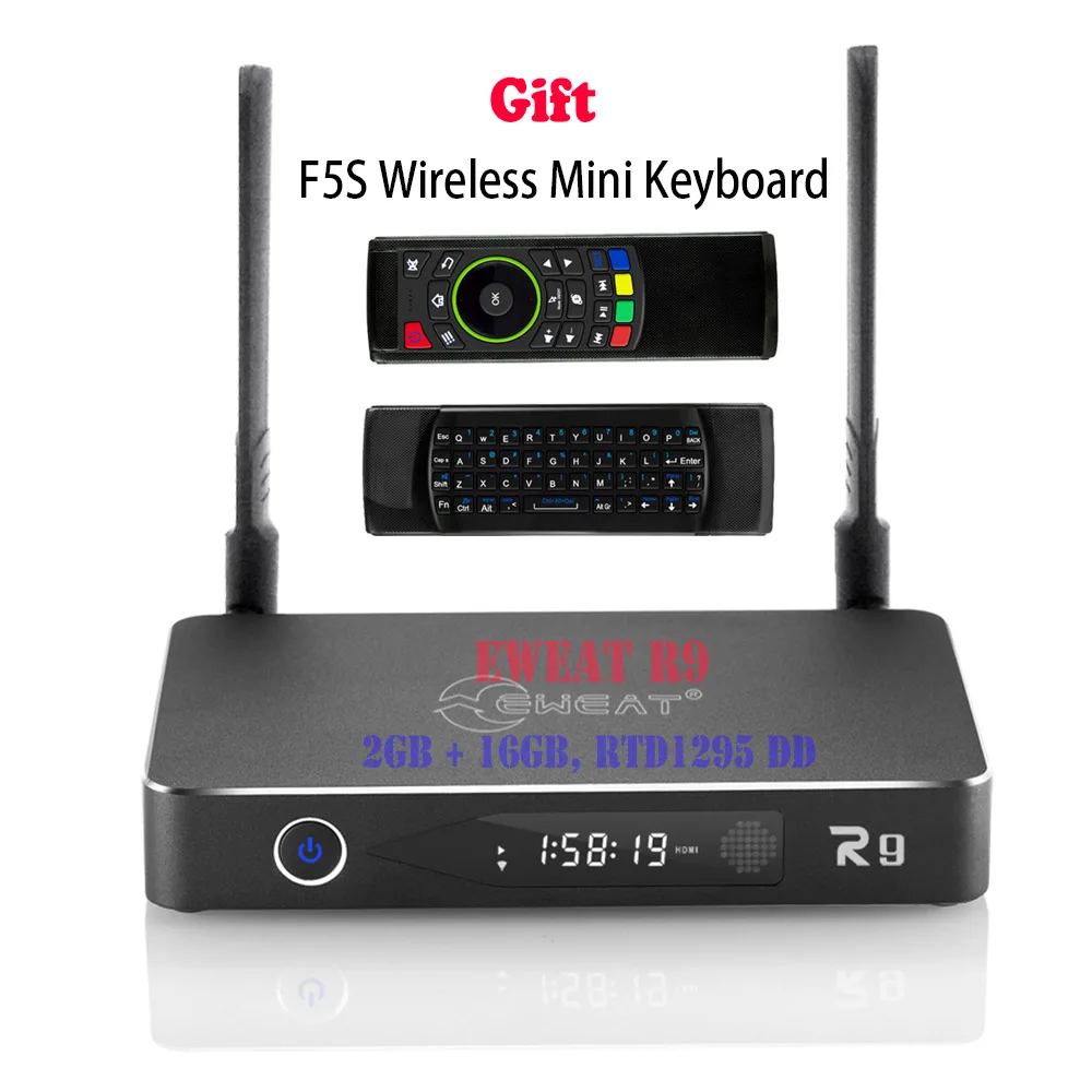 ТВ приставка Eweat R9 16 ГБ PK X96 X92 H96 Pro + Android 6 0 3D 4K BD iso realtek RTD 1295 Cortex A53 2 4G/5 8G двойной Wi Fi 3 5