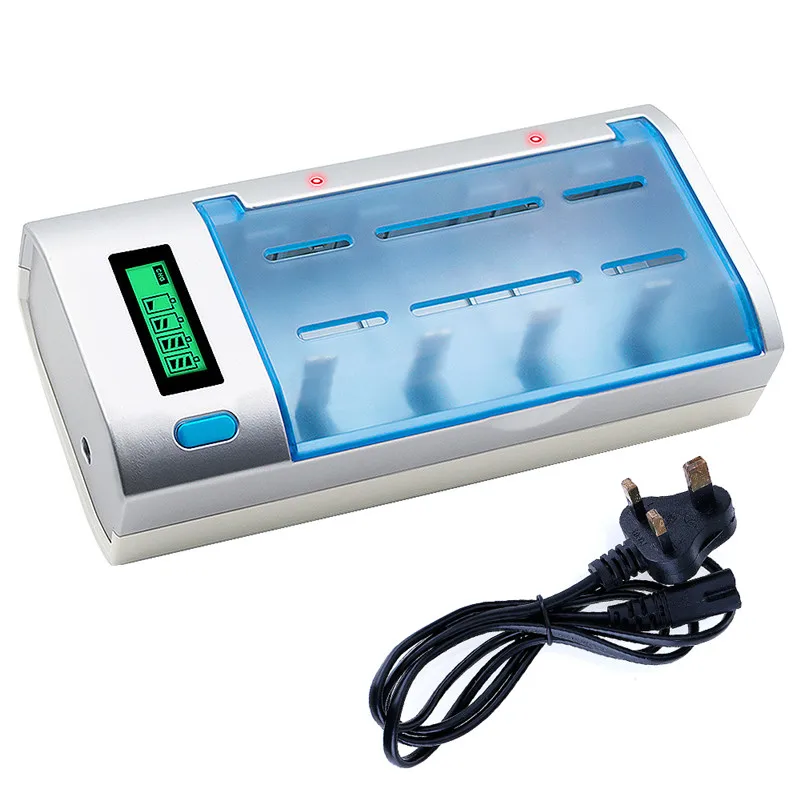 Универсальное интеллектуальное зарядное устройство с ЖК дисплеем и 6 слотами для