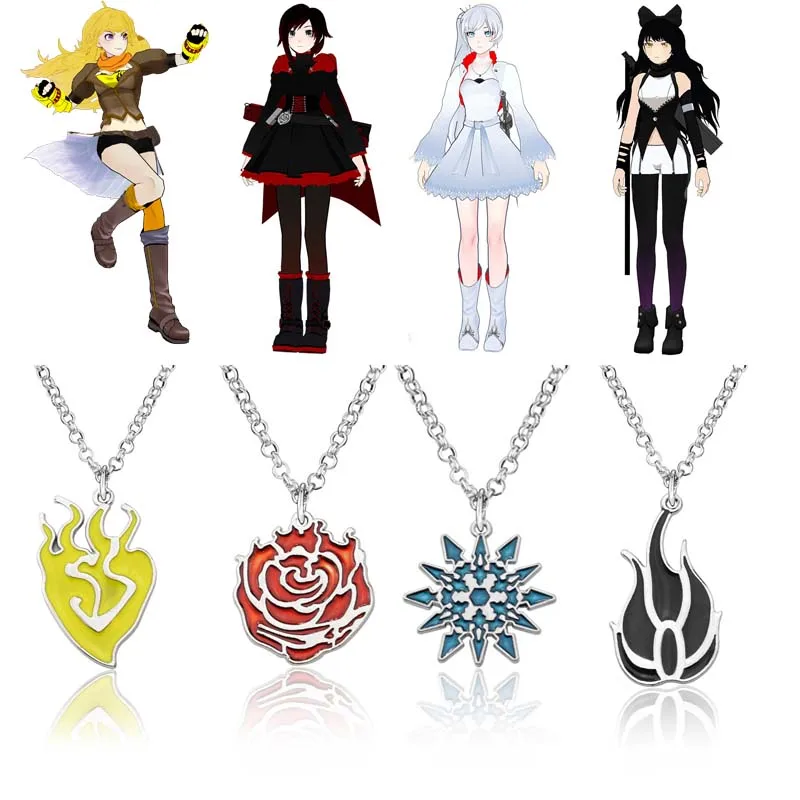 RWBY Подвеска для косплея реквизит Ян Сяо длинное ожерелье Рубиновая Роза Вайс шни Блейк Белладонна женские подарки на Хэллоуин