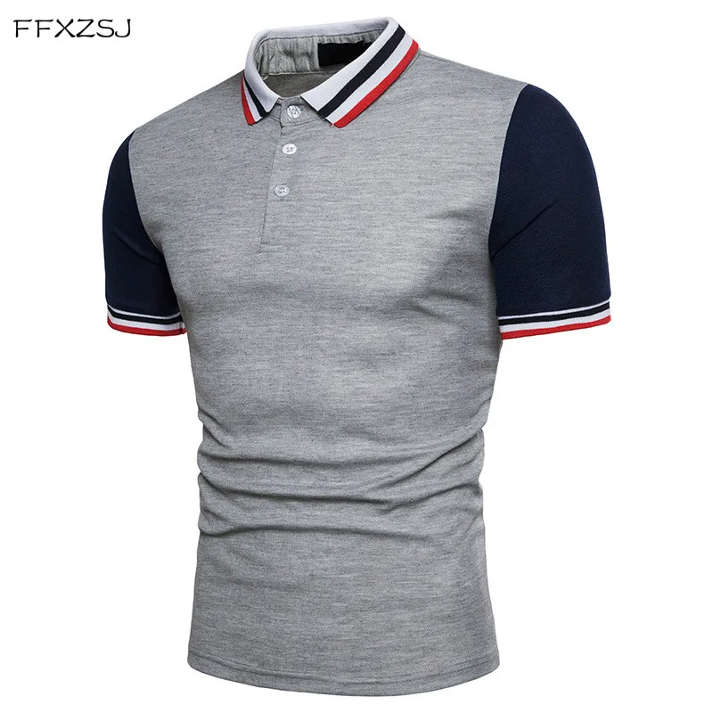 

FFXZSJ 2018 high quality summer fashion men's casual simple threaded collar lapel sleeve POLO European size