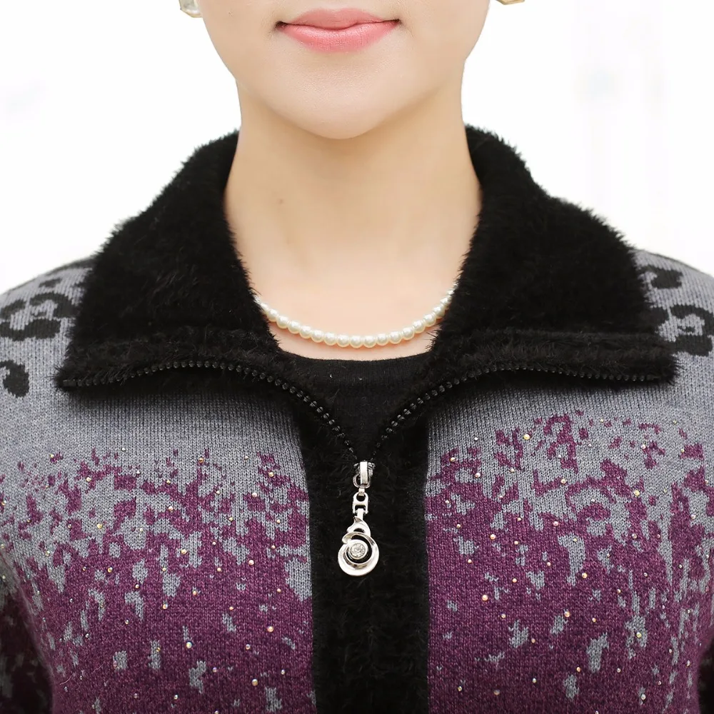 ASLTW High Quality Sweater For Women New Long Sleeve Cashmere Female Cardigan Mohair Turn Down Collar Plus Size Jacket |