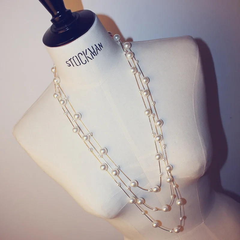 Фото Новинка модное длинное ожерелье для женщин цепочка свитера многослойное женское