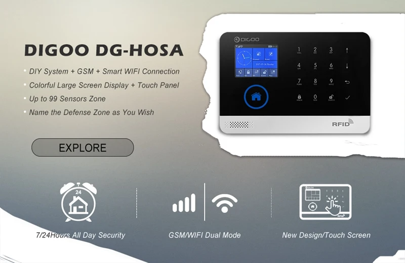 Digoo DG-HOSA, комплекты умного дома, 433 МГц, датчик окна, двери, беспроводной пульт дистанционного управления, PIR детектор, внешний сигнал, сирена, набор