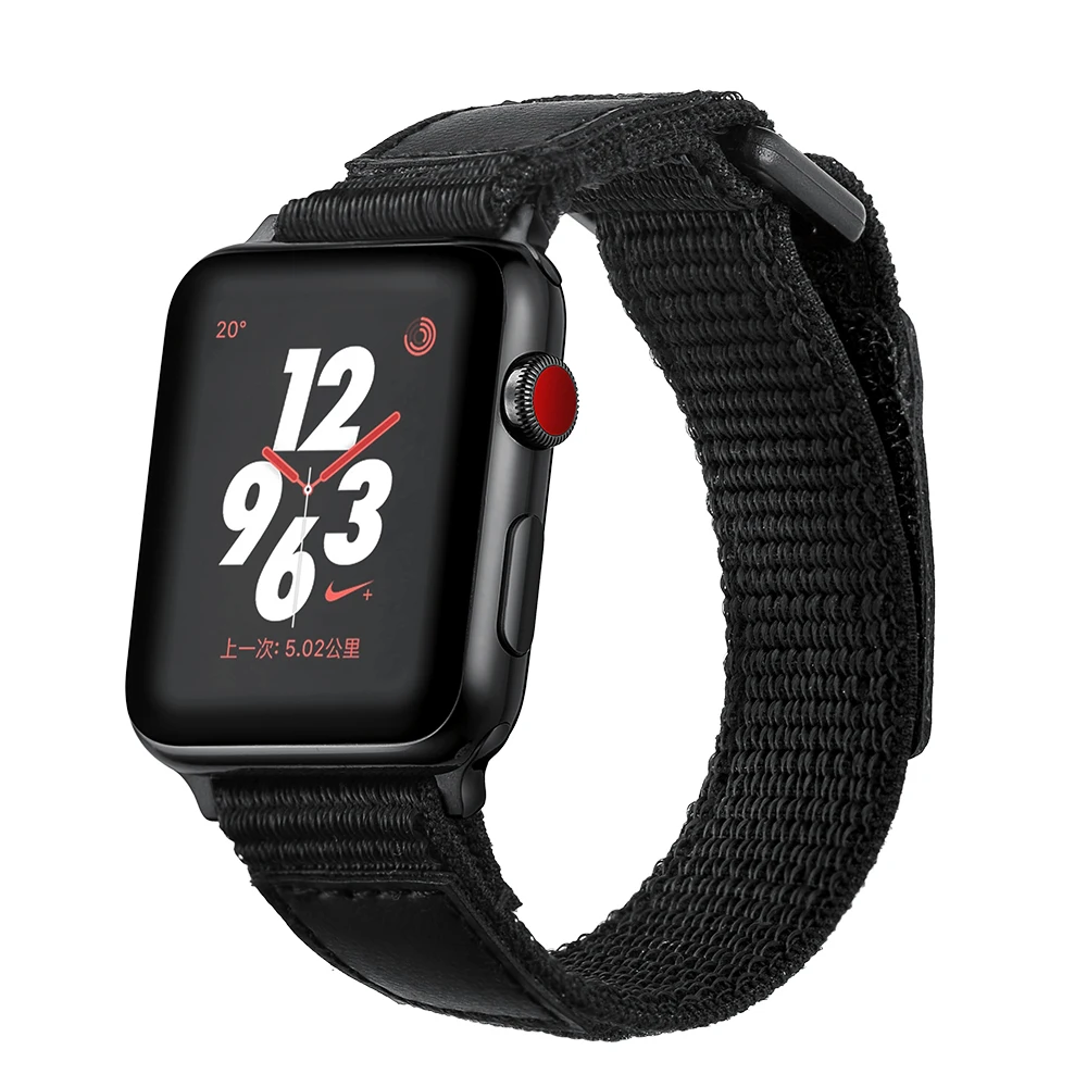 Черный нейлоновый ремешок для наручных часов Apple Watch версии 4/3/2/1 спортивные