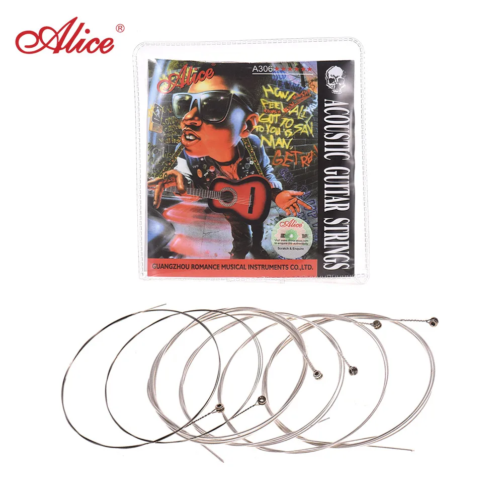 

Alice A306 Series Acoustic Folk Guitar Strings Set Stainless Steel Wire Steel Core Silver-plated Copper Alloy Wound, 6pcs/ Set