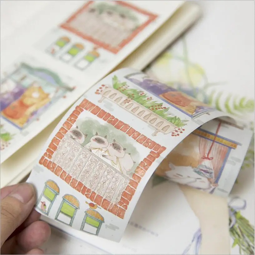 70 мм в ширину кавайная Милая кошка города ручная роспись Васи Лента Скрапбукинг