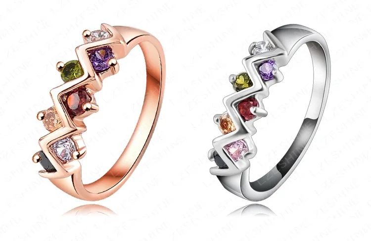 2014 Limited Classic Women Prong Setting Engagement New Color Ring 18k Rose Gold/platinum Plating Genuine Zircon Jewelry Ric0032 |