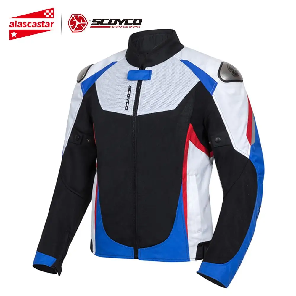white jacket SCOYCO мотоциклетная куртка мужская Защитное снаряжение летняя дышащая куртка для мотокросса Светоотражающая куртка Chaqueta Moto куртка одежда Броня - Цвет: white jacket