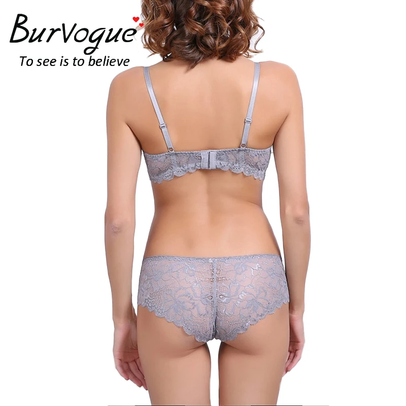Burvogue, сексуальный комплект с бюстгальтером размера плюс, бюстгальтер пуш-ап и трусики, комплект из тонкого хлопкового кружевного бюстгальтера, комплект нижнего белья, женские бюстгальтеры и комплекты нижнего белья