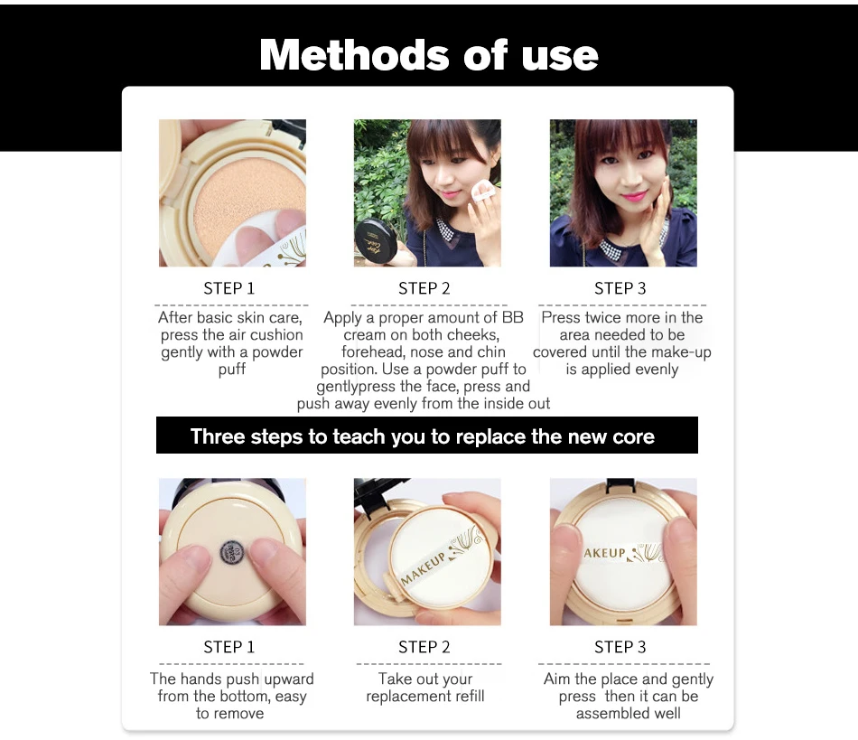 ROREC Air cushion BB крем изоляция bb телесный консилер Жидкий тональный крем праймер покрытие пор для лица CC крем длительное осветление