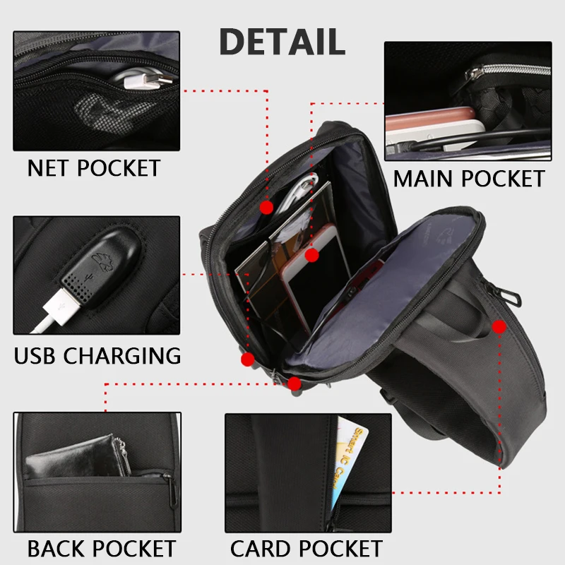 Мужская сумка мессенджер с usb зарядкой защитой от кражи 2019|Сумки-кроссбоди| |