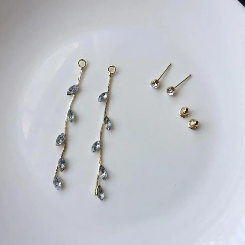 Простые женские серьги с листьями стразы кисточки для знаменитостей Женские