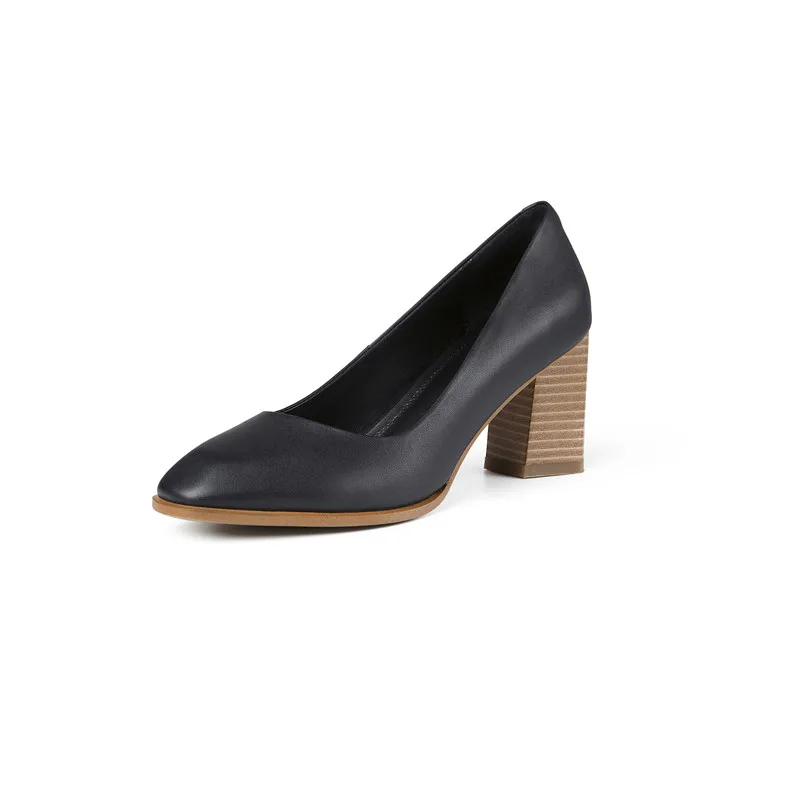 FEDONAS New Women Genuine Leather Square High Heels Pumps Elegant Party Wedding Shoes Woman Slip On Office Pumps