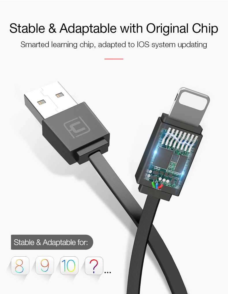 Cafele USB Cable for iPhone X Xr Xs Max 8 7 6s Plus Charging Cable Round Portable Retractable Mini USB Cable for iPhone 7 8 Plus