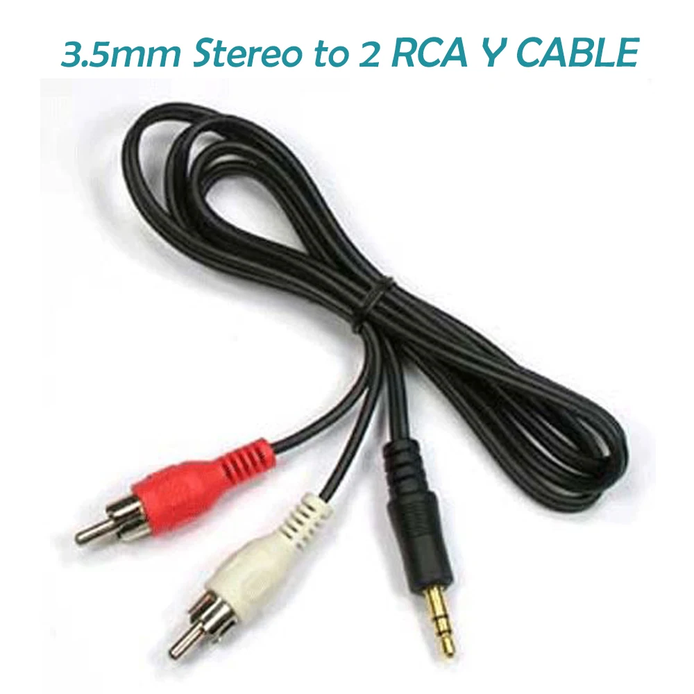 Aux аудио кабель 1 м 3 5 мм стерео к 2 RCA Y образный для ПК DVD TV VCR динамиков камеры видео