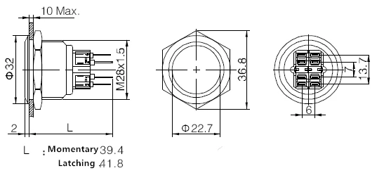 28 мм металлическая Водонепроницаемая фиксация из нержавеющей стали Doorebll Bell Horn LED