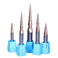hrc55 tungsten solid carbide coated tapered taper ball nose end mill cone type cnc milling cutter huhao