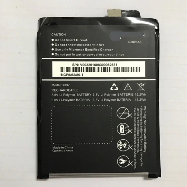 

High quality mobile phone batteries fit for micromax Q392 q392 batteries 4000MAH