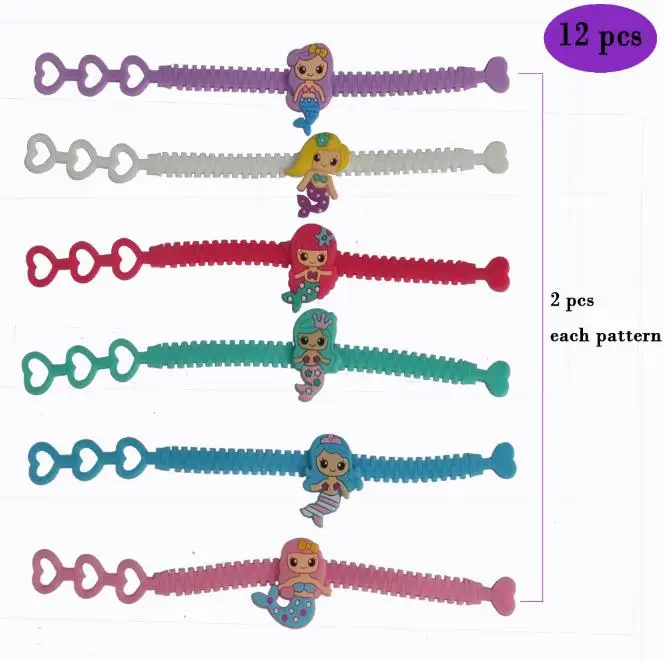12pcs bracelet Вечерние сувениры в виде русалки/подарок для детей на день рождения/подарки для малышей, маленький подарок, товары для душа, аксессуары в виде русалки - Цвет: 12pcs bracelet