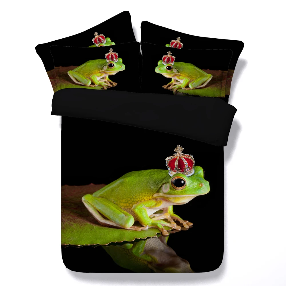 Комплект постельного белья лягушка с пододеяльником и простыней 3d принтом