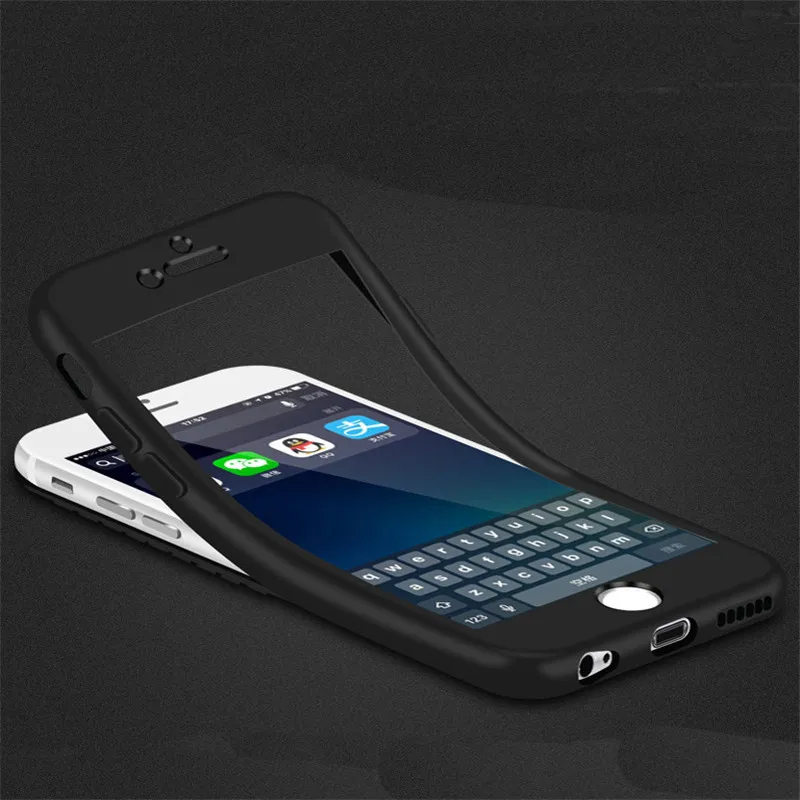 2017 New Luxury Fashion 360 Full Body Protective Flexibility TPU Back Cover Case for iPhone 6 6s 7 Plus with Tempered Glass |