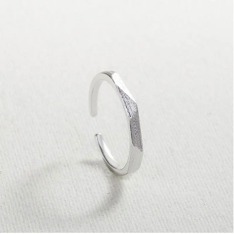 Anenjery 1 пара обручальных колец для влюбленных 925 серебро матовое гладкое геометрическое квадратное волнистое кольцо для мужчин и женщин S-R80