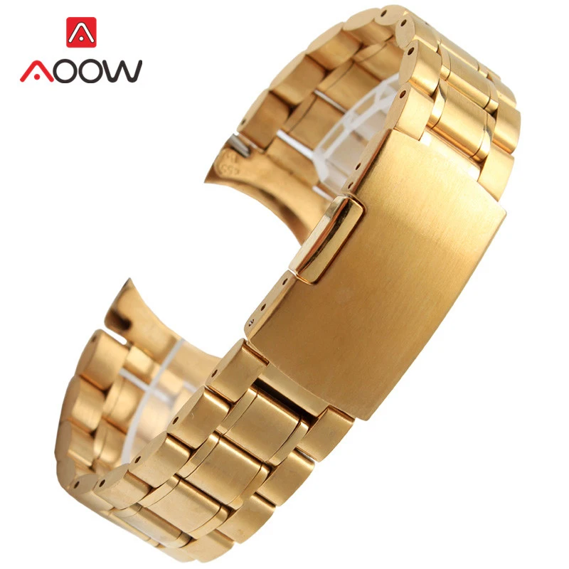 Elbow Gold Ремешок из нержавеющей стали 18 мм, 20 мм, 22 мм, 24 мм, бесшовная Пряжка для сварки, ремешок для часов из розового золота, браслет, Аксессуары для часов - Цвет ремешка: Elbow Gold