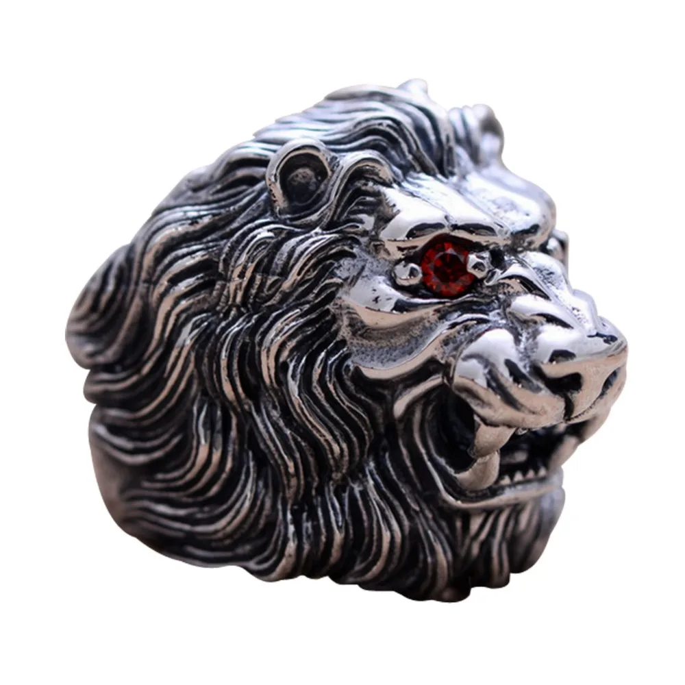 Нефрита Ангел Для мужчин Стиль львиными головами дизайн коренастый черный 925