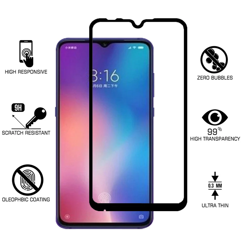Защитное стекло с полным покрытием для Xiaomi Mi 9 Mi9 защитная пленка экрана 5s Plus 8 Lite SE