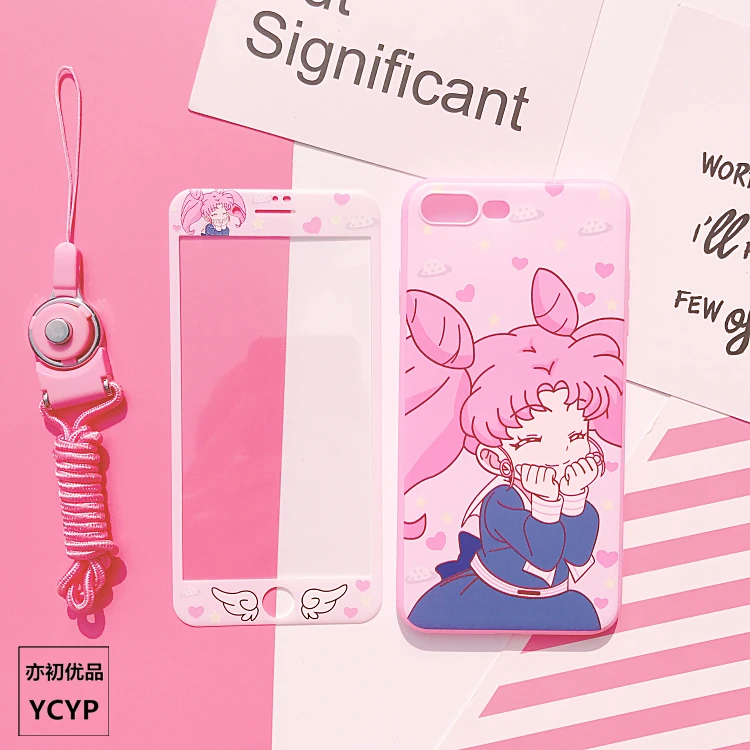 P20 pro Sailor Moon Case +Tempered Glass Screen film Pink girl case for Huawei Nova2S/3/3E/P20/P10/P10plus/mate9/10 Back Cover |