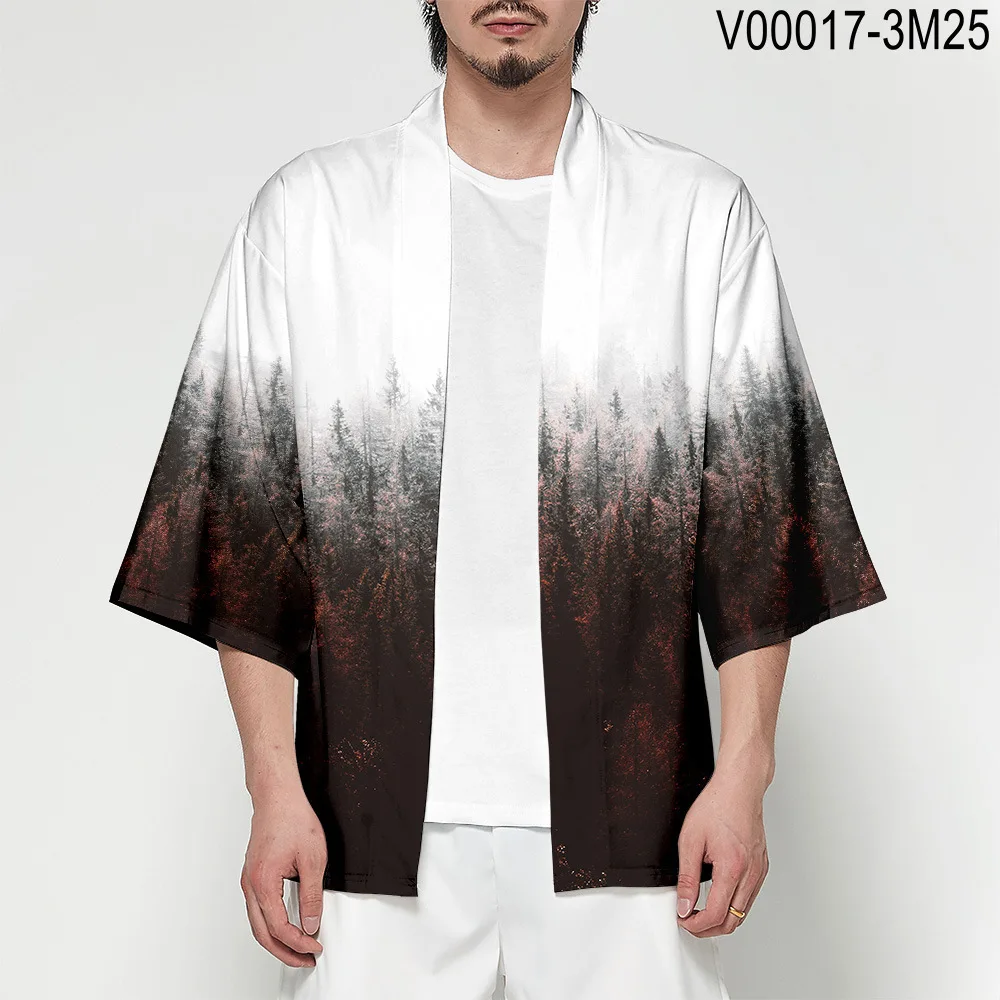 Kimono Cardigan Men Japanese Obi Male Yukata Men's Haori Short Outwear Japanese Samurai Clothing Traditional Japanese Clothing - Цвет: 009