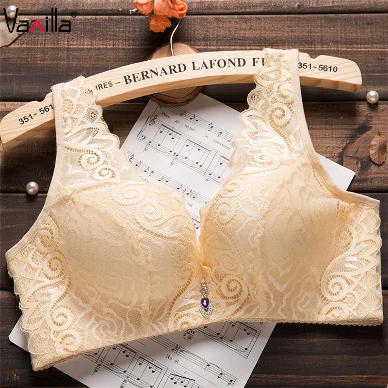 Ванильный пикантные Push Up Bra провода Бесплатная кружевные бюстгальтеры для Для